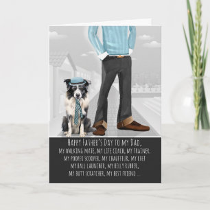 Border Collie Dog and Dad Funny Father's Day Holiday Card