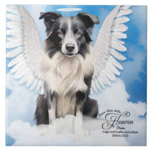 Border Collie Dog Angel Custom Pet Memorial Ceramic Tile