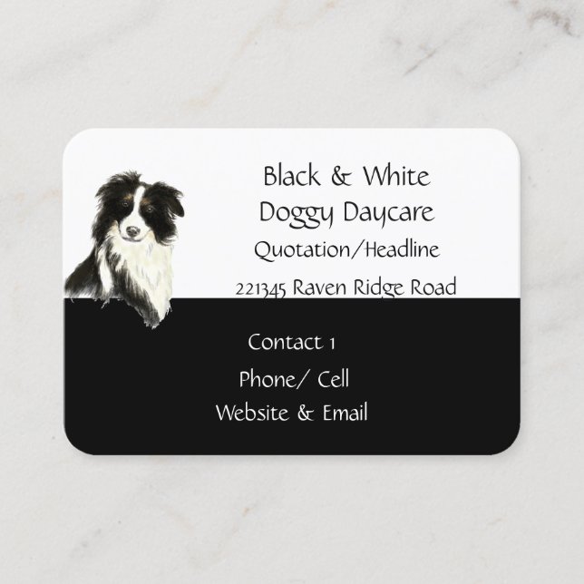 Border Collie Dog Animal Watercolor Business Card (Front)