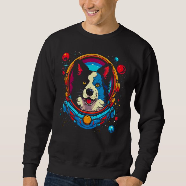Border Collie Dog Astronaut Sweatshirt (Front)