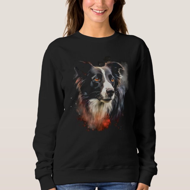 Border Collie Dog Australian Shepherd Graffiti Art Sweatshirt (Front)
