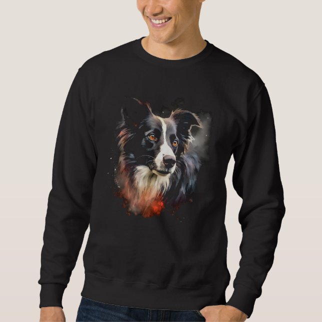 Border Collie Dog Australian Shepherd Graffiti Art Sweatshirt (Front)