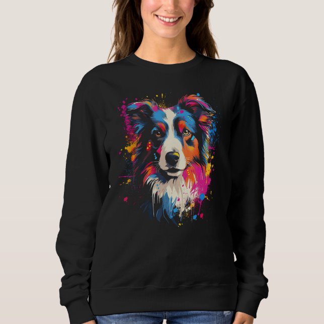 Border Collie Dog Australian Shepherd Puppy Graffi Sweatshirt (Front)