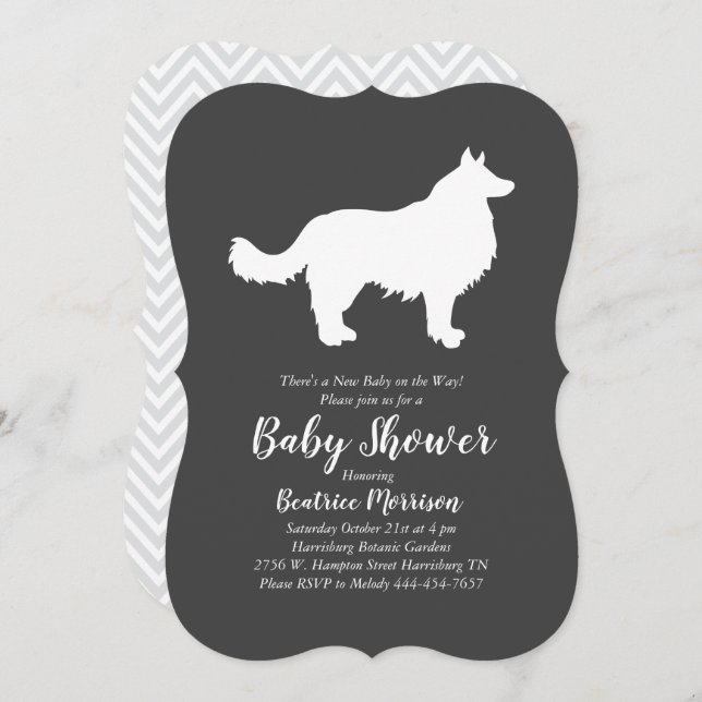 Border Collie Dog Baby Shower Invitation (Front/Back)