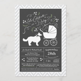 Border Collie Dog Baby Shower Invitation