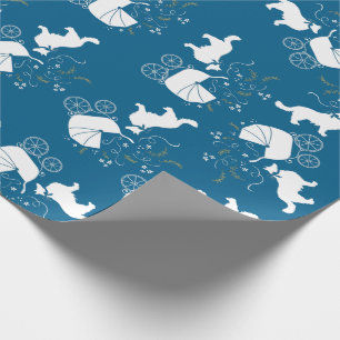 Border Collie Dog Baby Shower Puppy Blue Boy Wrapping Paper