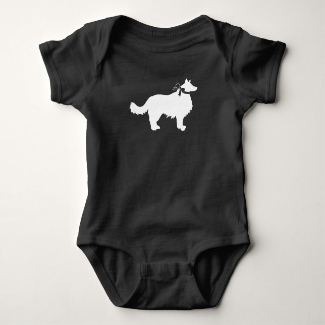 Border Collie Dog Baby Shower Puppy Grey Baby Bodysuit (Front)