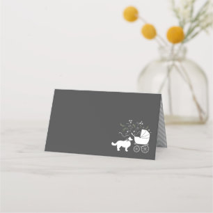 Border Collie Dog Baby Shower Puppy Grey Place Card