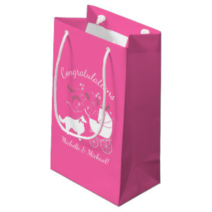 Border Collie Dog Baby Shower Puppy Pink Girl Small Gift Bag