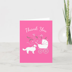 Border Collie Dog Baby Shower Puppy Pink Girl Thank You Card