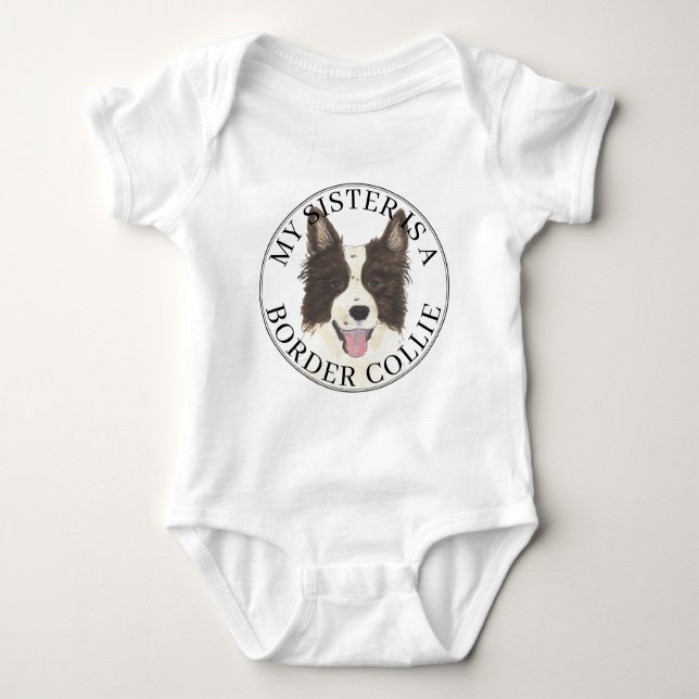 Border Collie Dog Big Sister Baby Bodysuit (Front)