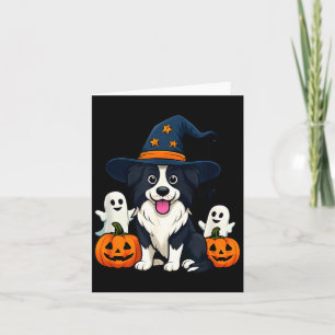 Border Collie Dog Black And White Halloween Ghosts Card