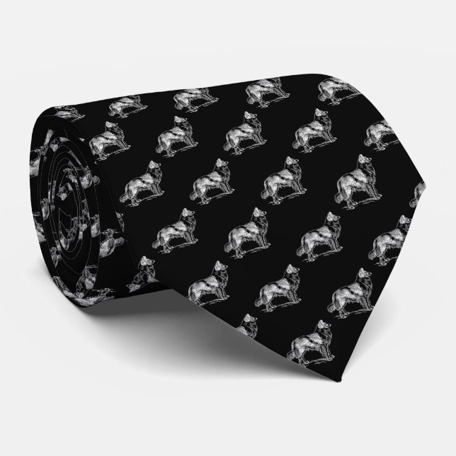 Border Collie Dog Black White Tie (Rolled)
