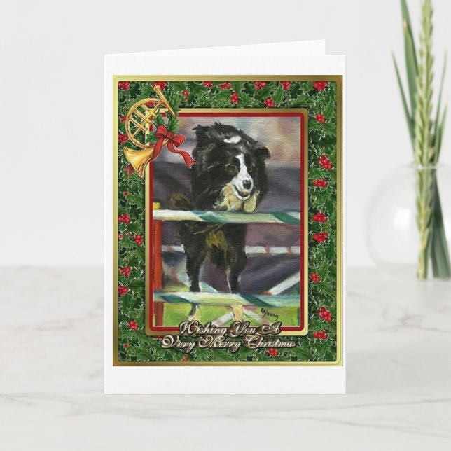 Border Collie Dog Blank Christmas Card (Front)