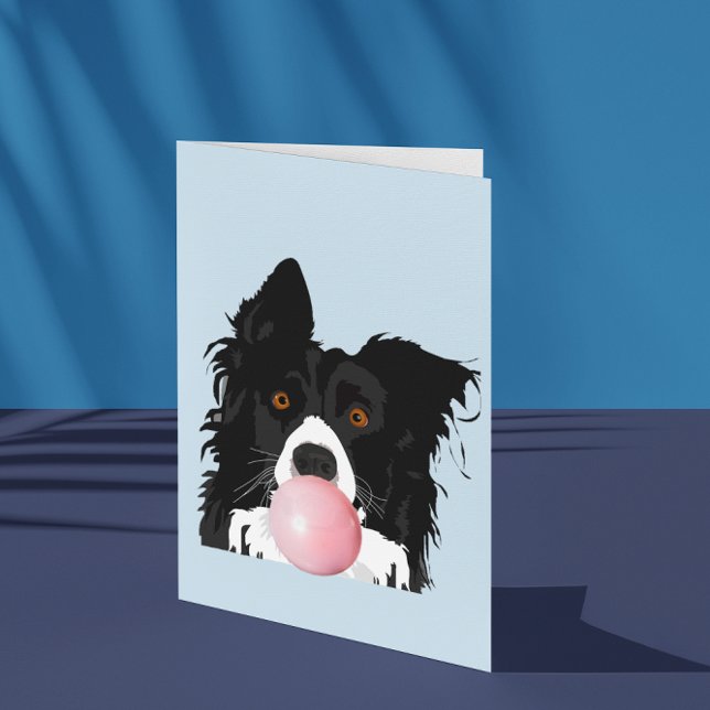 Border Collie Dog Blowing Bubble Gum Card (Creator Uploaded)