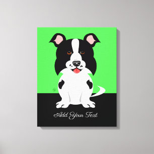 Border Collie Dog Cartoon Canvas Print