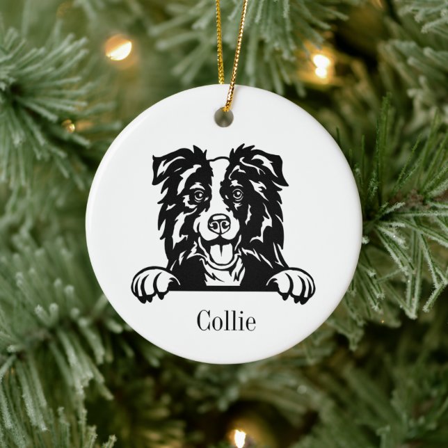 Border Collie dog  Ceramic Ornament (Tree)