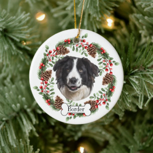 border collie dog ceramic ornament