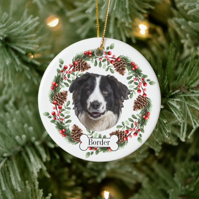 border collie  dog ceramic ornament (Tree)
