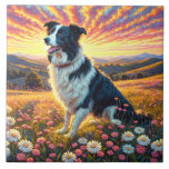 Border Collie Dog Ceramic Tile<br><div class="desc">Border Collie Shepherd Dog beautiful ornaments puzzles,  art tiles,  stockings,  notebooks and farm planners.  Phone cases and other products too. Add this image to other products.  Add your own text too.  Lots of pets in my stores.</div>