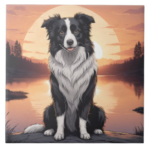 Border Collie Dog Ceramic Tile