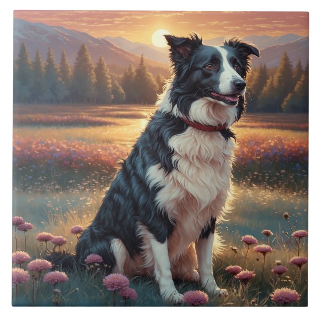 Border Collie Dog Ceramic Tile (Front)