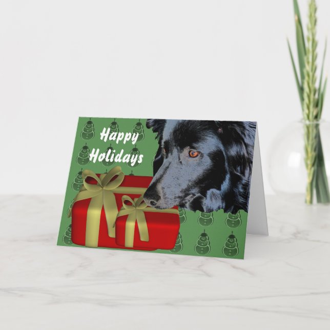 Border Collie Dog Christmas Holiday Card (Front)