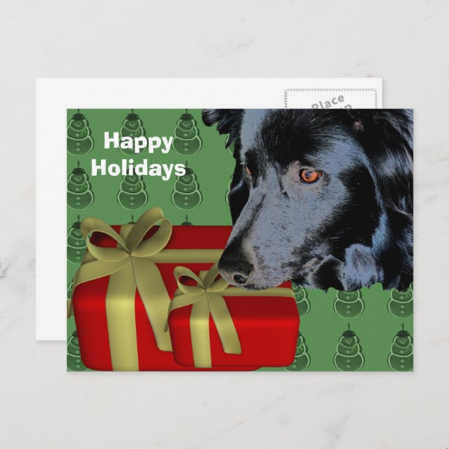 Border Collie Dog Christmas Holiday Postcard (Front/Back)