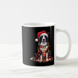 Border Collie Dog Christmas Lights Santa Hat Dog L Coffee Mug