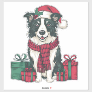 Border Collie Dog Christmas Parties Holiday Santa 