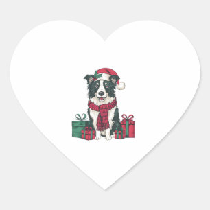 Border Collie Dog Christmas Parties Holiday Santa  Heart Sticker