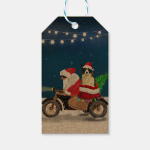 Border Collie Dog Christmas Santa Claus Gift Tags
