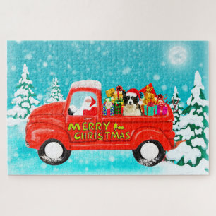 Border Collie Dog Christmas Santa Delivery Truck Jigsaw Puzzle