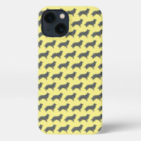 Border Collie Dog Cute Silhouette Grid Yellow