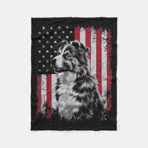 Border Collie Dog Dad Mum America 4th of July Fleece Blanket