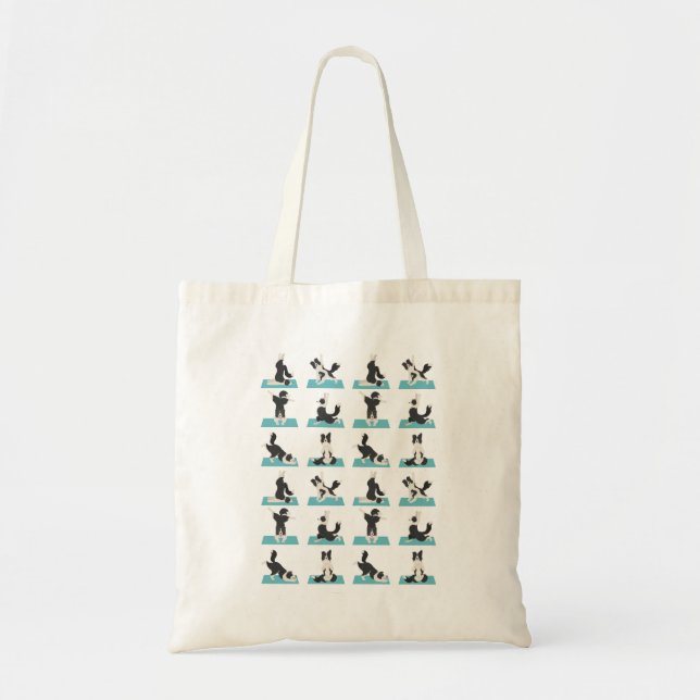 Border collie dog doing yoga Tote bag (Front)