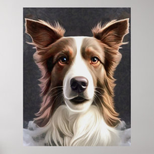 Border Collie Dog Fine Art Pet Portrait Poster