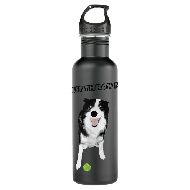 Border Collie Dog - Funny Just Throw It Tennis Bal 710 Ml Water Bottle (Front)