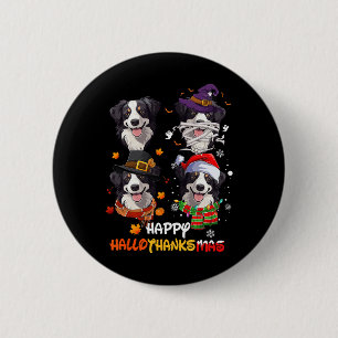 Border Collie Dog Hallothanksmas Halloween Thanksg 6 Cm Round Badge