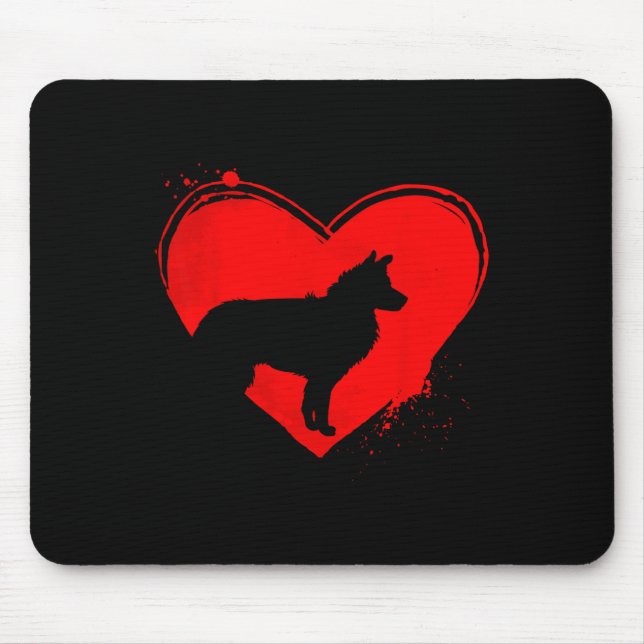 Border Collie Dog Heart Shape Valentine Dog Lovers Mouse Pad (Front)