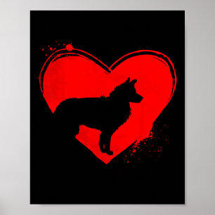 Border Collie Dog Heart Shape Valentine Dog Lovers Poster