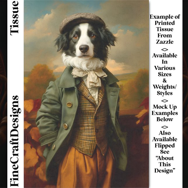 Border Collie Dog In Autumn/Fall DV9L Decoupage Tissue Paper (Creator Uploaded)