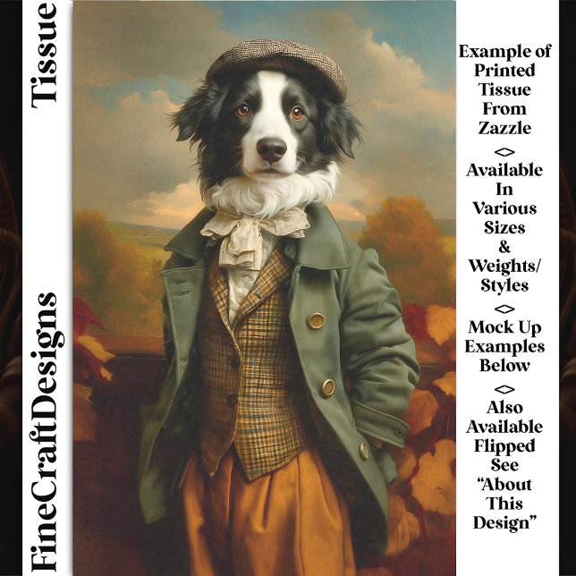 Border Collie Dog In Autumn/Fall DV9R Decoupage Tissue Paper (Creator Uploaded)