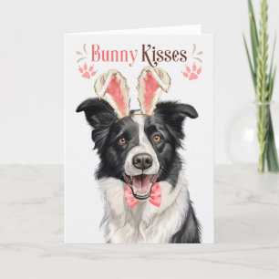 Border Collie Dog in Bunny Ears for Easter Holiday Card