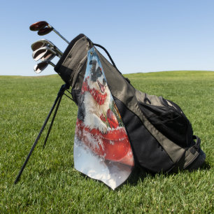 Border Collie Dog in Sledge Let it Snow Christmas  Golf Towel