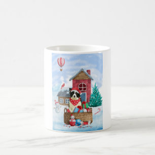 Border Collie Dog In snow Christmas Dog House Coffee Mug