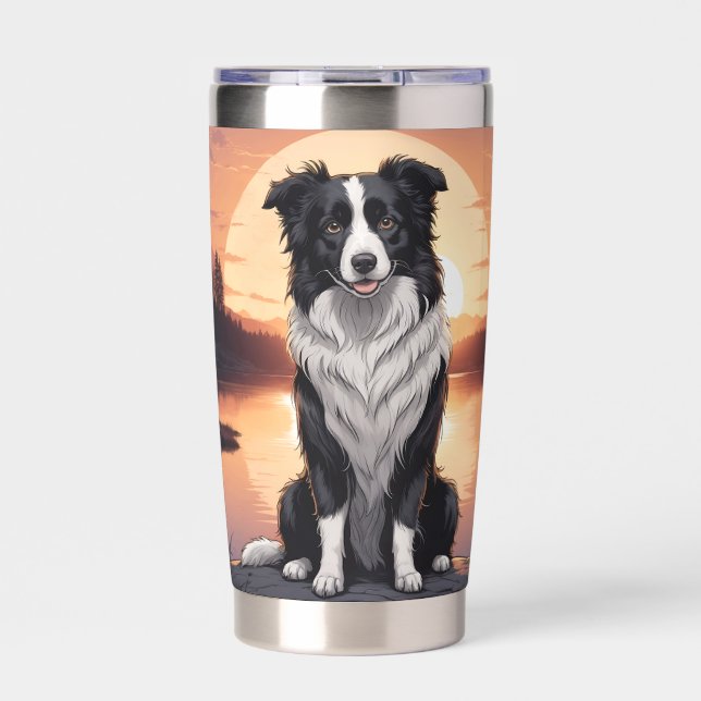 Border Collie Dog Insulated Tumbler (Front)