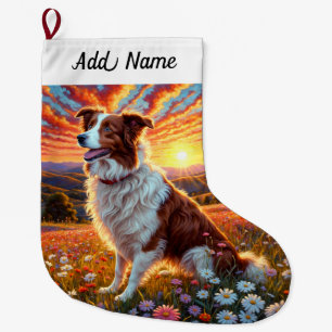 Border Collie Dog Large Christmas Stocking