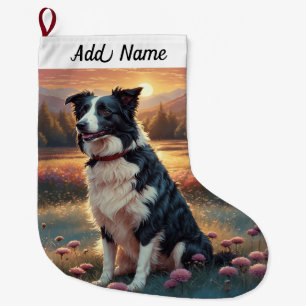 Border Collie Dog Large Christmas Stocking