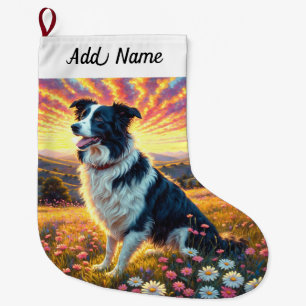 Border Collie Dog Large Christmas Stocking